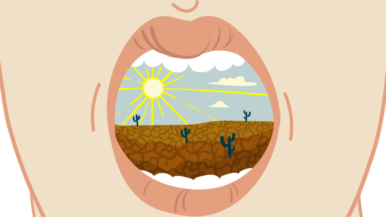 En La Boca Seca se ve disminución o ausencia de la producción de saliva causando dificultad para masticar, tragar y hablar con claridad.